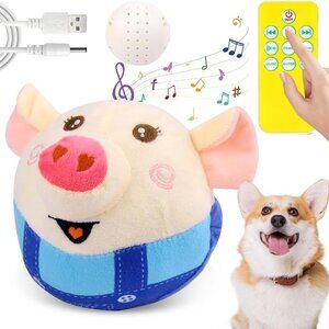 Interactive Dog Toy Blue Pig Jumping Rechargeable